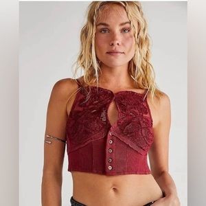 Free People Have My Heart Cropped Tank Red